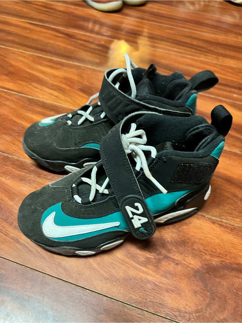Nike Kids Black and Teal High-Top Sneakers with White Accents